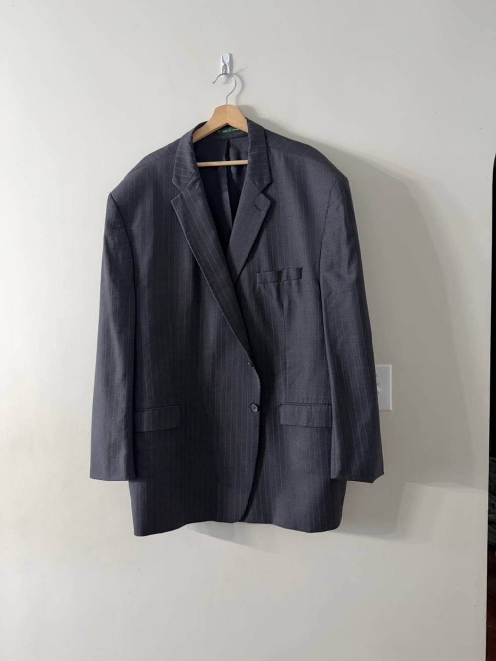 Ralph Lauren Wool Pinstripe Sport Coat Blazer Mens Gray Jacket Button Front